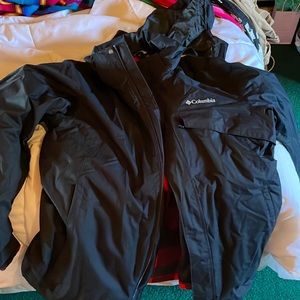 Double layer black Columbia snow jacket